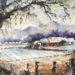 Artify 學員創作｜水彩描繪鄉村水田風光，前景有一棵茂盛的大榕樹